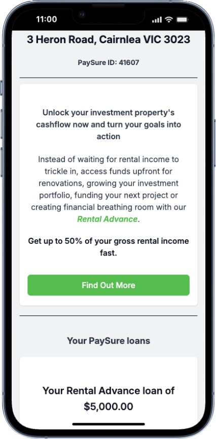 PaySure Rental Advance loan inside a property record