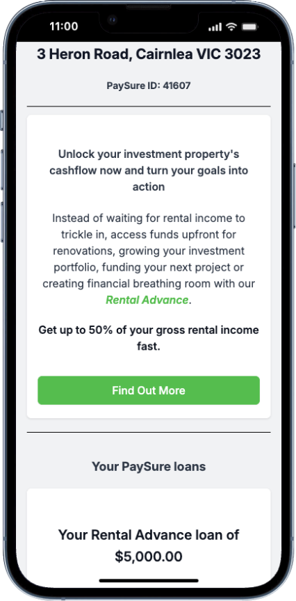 PaySure Rental Advance loan inside a property record